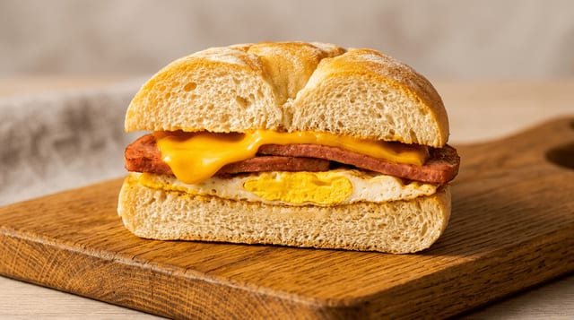 Meat, Egg & Cheese Sandwich.